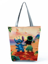 Load image into Gallery viewer, Disney Lilo Stitch Cute Cartoon Printed Handbags Women Eco Reusable Shoppaing Bag Travel Beach Tote Bag Wholesale