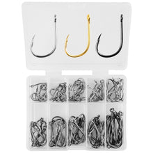 Load image into Gallery viewer, 100Pcs Fishing Hooks Set Carbon Steel Single Circle Fishing Hook Fly Fishing Jip Barbed Carp Hooks Sea Tackle Accessories