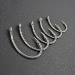 Hirisi 50pcs Coating High Carbon Stainless Steel Barbed hooks Carp Fishing Hooks Pack with Retail Original Box 8011