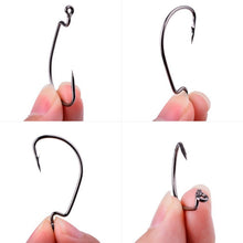 Load image into Gallery viewer, 10pc/ Box Fishing Hook Set Carbon Steel Wide Crank Hook Offset Fishhook for Soft Worm Lure Barbed Hook carp Fishing Hooks Tackle