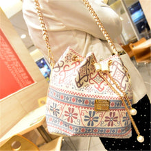 Load image into Gallery viewer, Bag for Women 2022 Bohemia Style Canvas Drawstring Bucket Bag Pearl Shoulder Handbags Women Messenger Bags Bolsa Feminina Bolsos