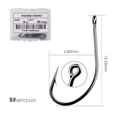 Load image into Gallery viewer, 50pcs 10pcs Coating High Carbon Stainless Steel Barbed Carp Fishing Hooks Pack with Retail Original Box Fishing Hook Tackle