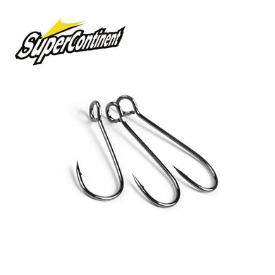 Supercontinent Barb Hook Fishing hook big ring Carbon Steel Single Hooks tackle  Worm Hooks With big eyes Ring 20pcs