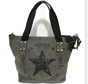 2022 BIG STAR PRINTING VINTAGE CANVAS SHOULDER BAGS Women Travel Tote Factory Outlet Plus Size Multifunctional Bolsos