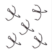 Load image into Gallery viewer, 10Pcs/lot 2# 4# 6# 8# 10# Black Fishing Hook High Carbon Steel Treble Overturned Hooks Fishing Tackle Round Bend Treble For Bass