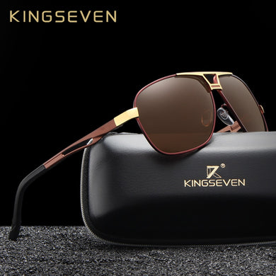 KINGSEVEN Brand Classic Polarized Sunglasses Men Driving Aluminium Brown Frame Sun Glasses Male Goggles UV400 Gafas