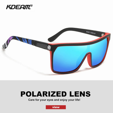 Large frame Sunglasses one-piece windproof mirror colorful real film polarized sunglasses outdoor sports glasses Unisex KD803
