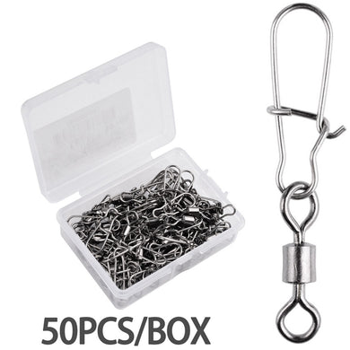 2/0# 1/0# 1#-14# Stainless Steel Fishing Connector Pin Bearing Rolling Swivel Snap Pins Fishing Tackle Accessories with box
