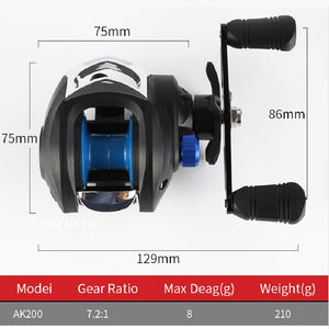 GLS 12kg Max Drag Fishing Reel Professional Ultra Light 7.2:1 Gear Ratio High Speed Freshwater Saltwater Fishing Reel