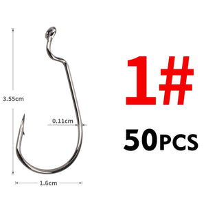 MEREDITH 50pcs/lot Fishing Soft Worm Hooks High Carbon Steel Wide Super Lock Fishhooks Lure Softjerk Hooks 8#-5/0 Fishing Tackle