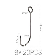 Load image into Gallery viewer, Supercontinent Barb Hook Fishing hook big ring Carbon Steel Single Hooks tackle  Worm Hooks With big eyes Ring 20pcs