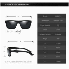 Load image into Gallery viewer, DUBERY Ultralight Frame Polarized Sunglasses Men Fashion New Sports Square Sun Glasses Male Outdoor UV Protection Goggles