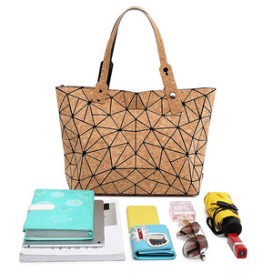 Women&#39;s Handbag Wood grain Diamond Tote Geometric Messenger Shoulder Bag Plain Folding Bags Casual Shopping bag bolsos mujer