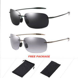 DUBERY Square Rimless Sunglasses Men Driving Shades Ultralight  Glasses Frame Outdoor Fishing Sun Glasses UV400 Eyewear 2 Oculos