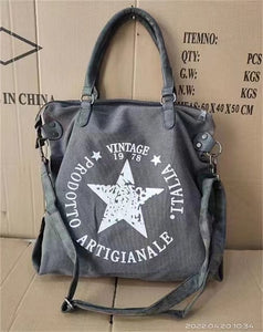 2022 BIG STAR PRINTING VINTAGE CANVAS SHOULDER BAGS Quality Multifunctional Bolsos Brand Women Star Canvas Totes 5 Colors