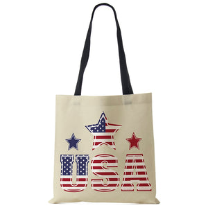 USA Independence Day Print Tote Shoulder Bag For Women Shopping Reusable Bags Large Travel School Beach Bags