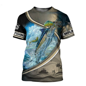 Men's and Women's Deep Sea Fishing T-shirt Fishing 3D Printing Modern Fashion Design Beach Casual Style Round Neck T-shirt