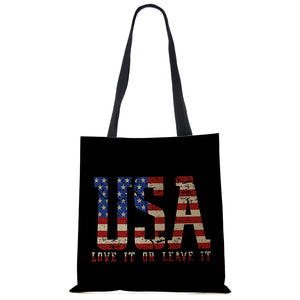 USA Independence Day Print Tote Shoulder Bag For Women Shopping Reusable Bags Large Travel School Beach Bags