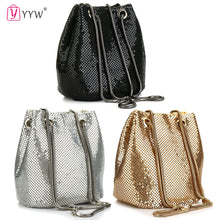 Load image into Gallery viewer, Fashion Women Bucket Shoulder Bag With Sequin Crossbody Bag Evening Party Sliver Gold Purse Girl Handbags Female Clutches Bolsos