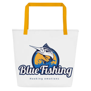 Blue Fishing Bag All-Over Print Large Tote