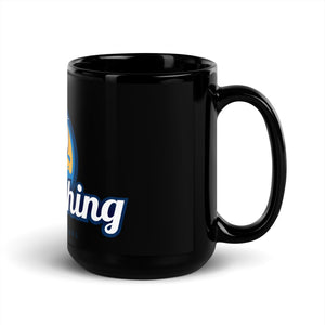 Blue Fishing Black Glossy Mug