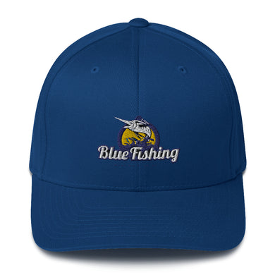 Blue Fishing Hat Cap Structured Twill