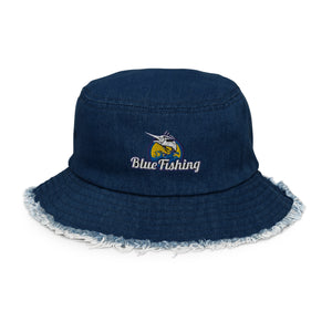 Blue Fishing Hat Cap Distressed Denim Bucket