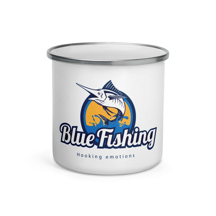 Blue Fishing Enamel Mug