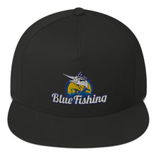Load image into Gallery viewer, Blue Fishing Hat Cap Flat Bill