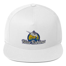 Load image into Gallery viewer, Blue Fishing Hat Cap Flat Bill