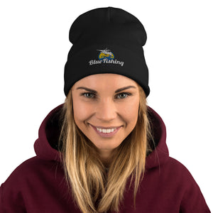 Blue Fishing Hat Cap Embroidered Beanie