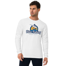 Load image into Gallery viewer, Blue Fishing Shirt Long Sleeve Fitted Crew