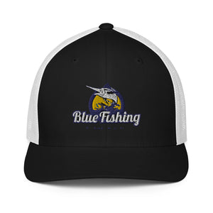 Blue Fishing Hat Cap Mesh Back Trucker