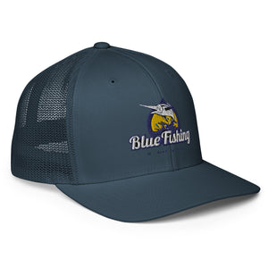 Blue Fishing Hat Cap Mesh Back Trucker