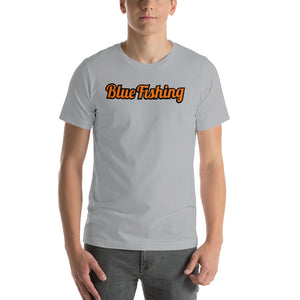 Blue Fishing T-Shirt Short-Sleeve Unisex Orange Logo Man Woman