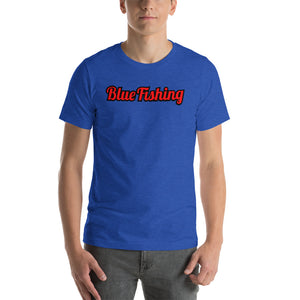 Blue Fishing T-Shirt Short-Sleeve Unisex Red Logo Man Woman