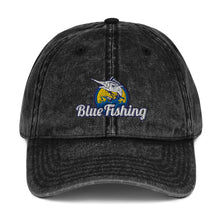 Load image into Gallery viewer, Blue Fishing Hat Cap Vintage Cotton Twill