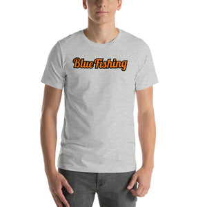 Blue Fishing T-Shirt Short-Sleeve Unisex Orange Logo Man Woman