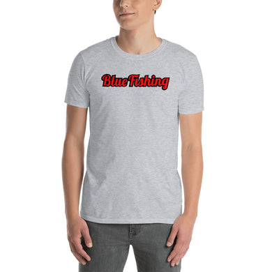 Blue Fishing T-Shirt Short-Sleeve Unisex Red Logo Man Woman