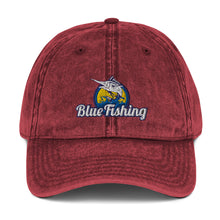 Load image into Gallery viewer, Blue Fishing Hat Cap Vintage Cotton Twill