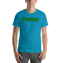 Load image into Gallery viewer, Blue Fishing T-Shirt Short-Sleeve Unisex Green Logo Man Woman