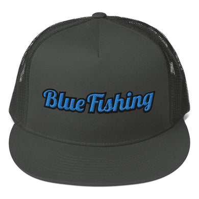 Blue Fishing Hat Cap Mesh Back Snapback Blue Logo