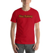 Load image into Gallery viewer, Blue Fishing T-Shirt Short-Sleeve Unisex Orange Logo Man Woman