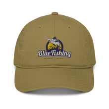 Load image into Gallery viewer, Blue Fishing Hat Cap Organic Dad