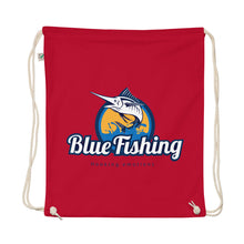 Load image into Gallery viewer, Blue Fishing Bag Organic Cotton Drawstring