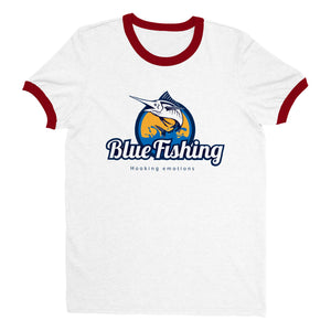 Blue Fishing Unisex Ringer T-shirt