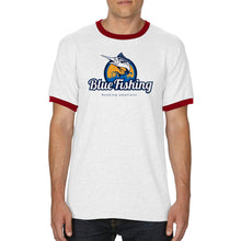 Load image into Gallery viewer, Blue Fishing Unisex Ringer T-shirt