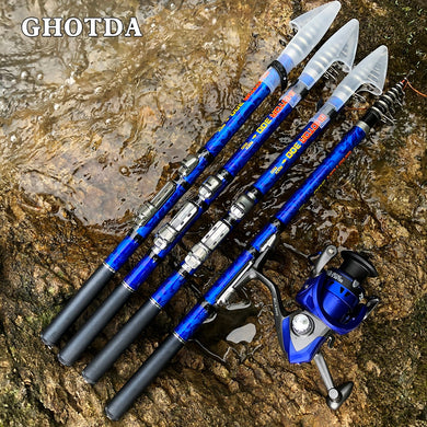 GHOTDA Telescopic Rock Fishing Rod High Quality 1.5m-3.0m carbon fiber Spinning Fishing Rod Carp Feeder Rod Travel Mini Rock Rod