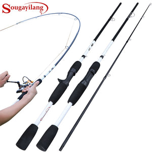 Sougayilang 2/3 Sections Carbon Fiber Spinning/Casting Fishing Rod Ultralight Weight Fishing Pole Travel Rod Fishing Pesca