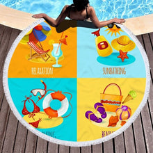 Load image into Gallery viewer, Fresh Lemon Microfiber Round Beach Towel Fruit Shower Bath Towels Summer Swimming Circle Mat Towel With Tassels